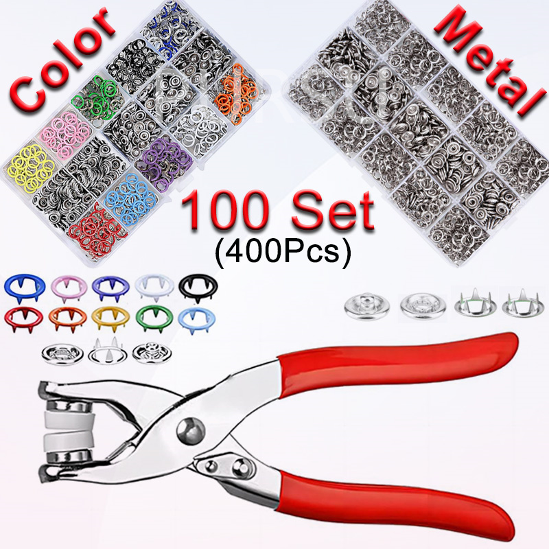 Snap Fastener Set - 100 ชุดคีม Snap อัตโนมัติ Grommet คีมตาไก่