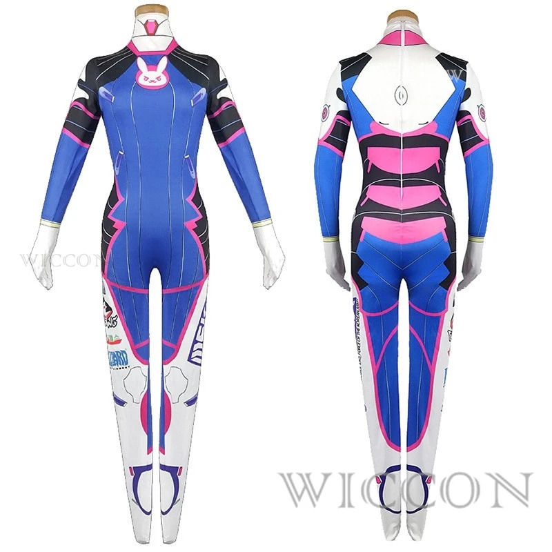 Dva Cosplay Prop - ชุดจั๊มสูทรัดรูปอนิเมะผู้หญิงปี 2025 11 ชุดคอสเพลย์ D.Va พร้อมวิกผม