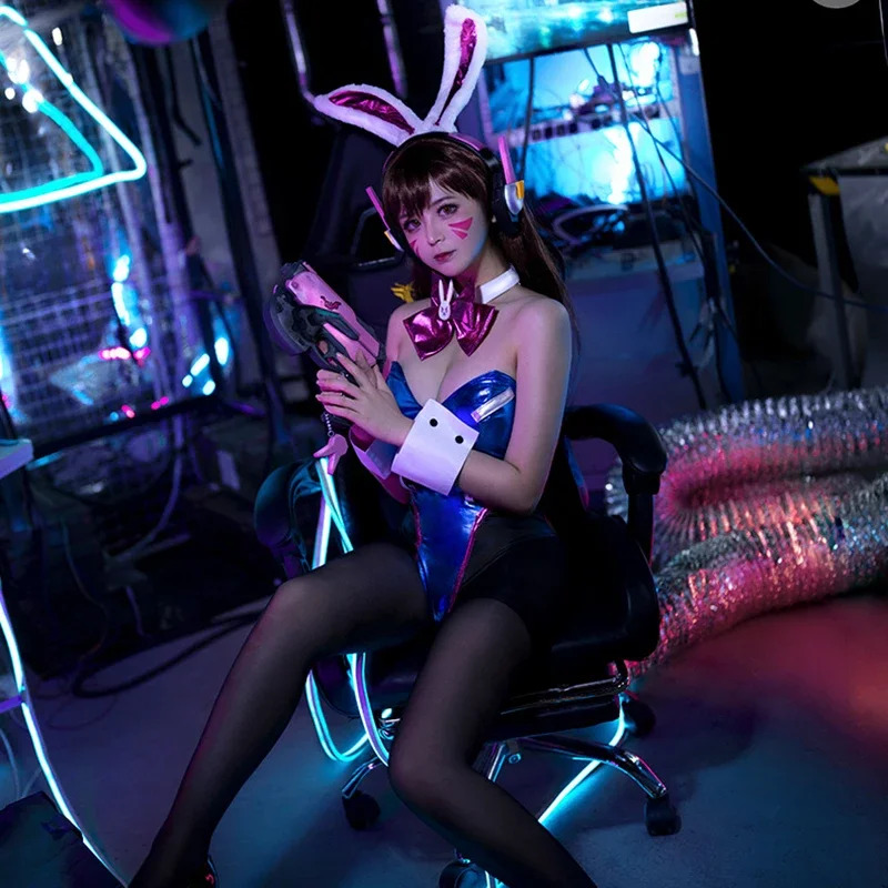 Dva Cosplay Prop - ชุดคอสเพลย์ D.Va จาก Overwatch ชุดกระต่ายเซ็กซี่ หนังเทียม