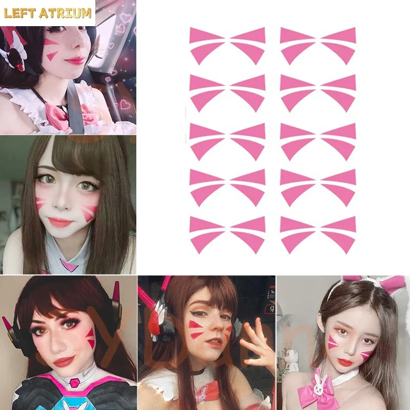 Dva Cosplay Prop - สติ๊กเกอร์ D.Va อุปกรณ์คอสเพลย์ ลายสักกันน้ำ น่ารัก ลายหน้าโลโก้