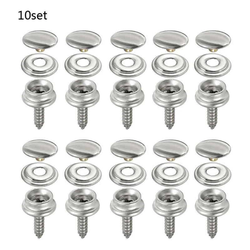 Snap Fastener Set - 10ชุดชุดอุปกรณ์ยึดสแน็ปสแตนเลสเต็นท์เรือยอชท์เรือแคนวาสเครื่องมือซ็อกเก็ตปุ่มอุปกรณ์เสริมหลังคารถยนต์