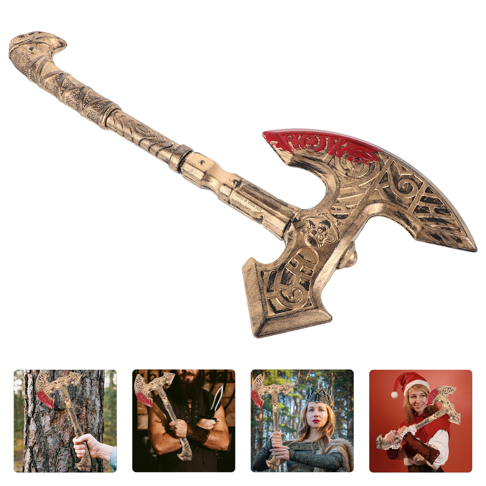 Cosplay Prop Axe - ขวานอเนกประสงค์ ดีไซน์สมจริงตามประวัติศาสตร์ สำหรับคอสเพลย์ ปาร์ตี้ฮาโลวีน การแสดงบนเวทียุคกลาง อุปกรณ์เสริมสำหรับชุดคอสตูม