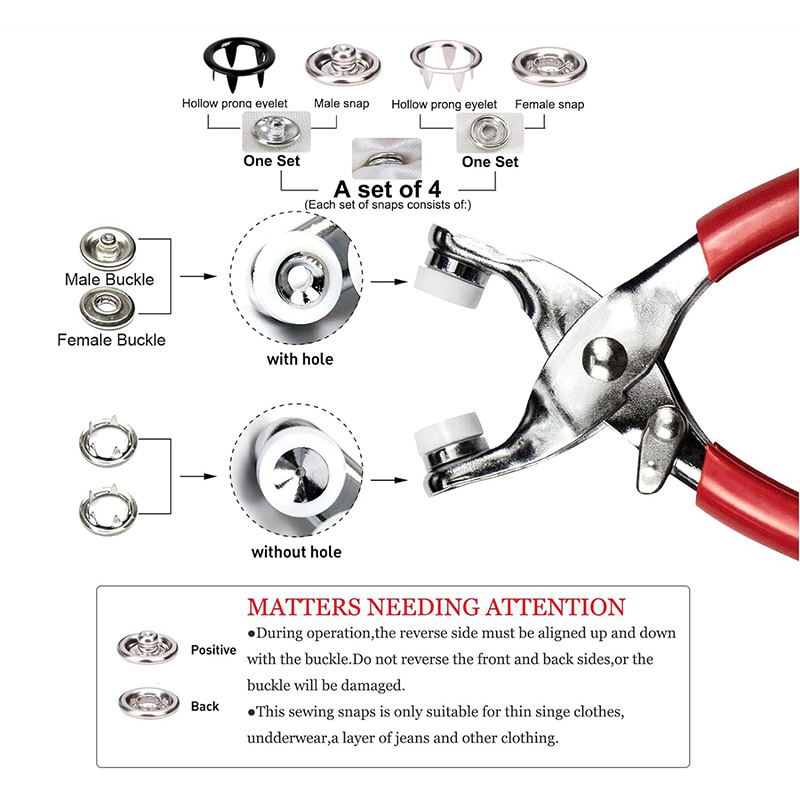 100 ชุดคีม Snap อัตโนมัติ Grom - Snap Fastener Set บทวิจารณ์และราคา