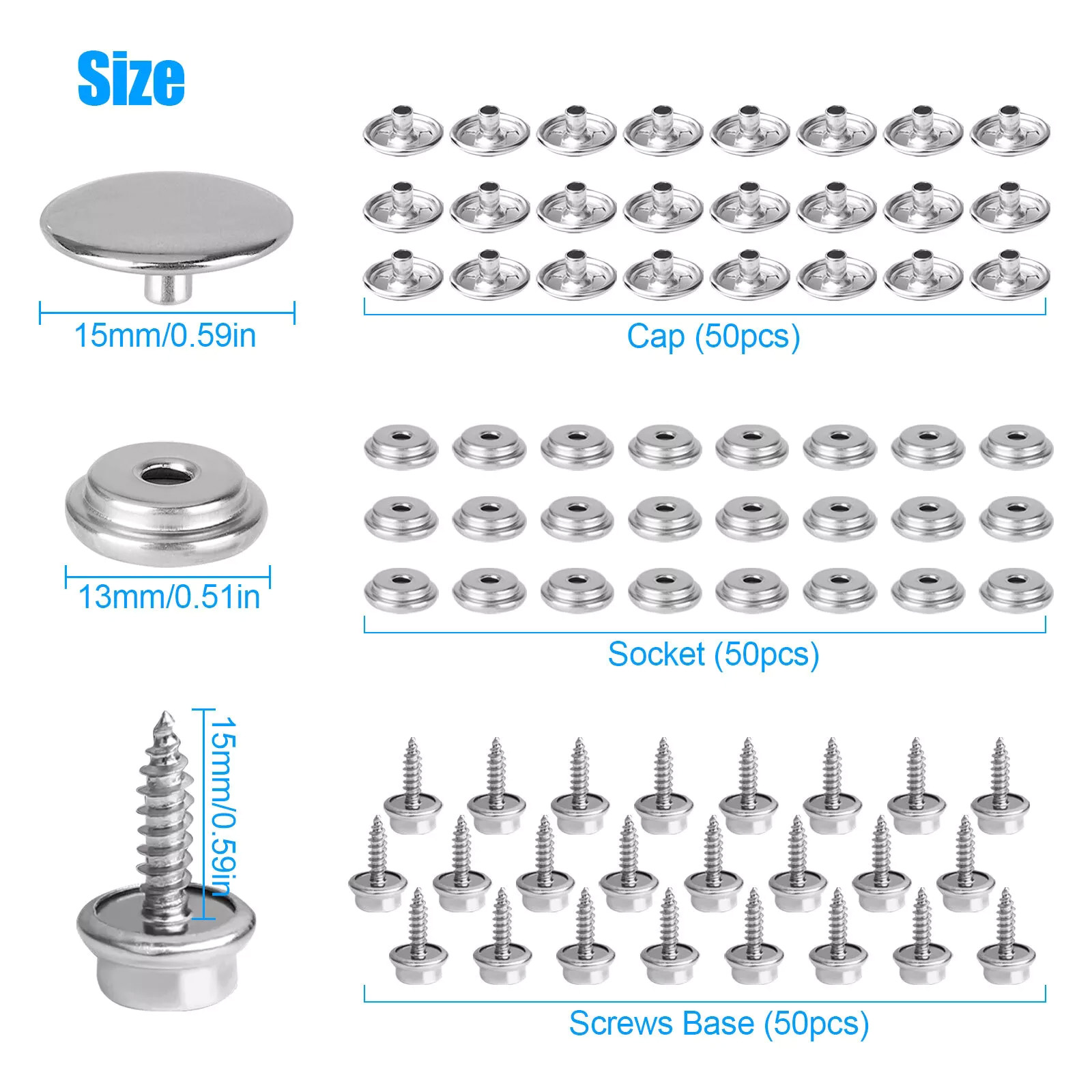 ชุดสกรู15มม. สำหรับเรือแคนวาสแ - Snap Fastener Set บทวิจารณ์และราคา